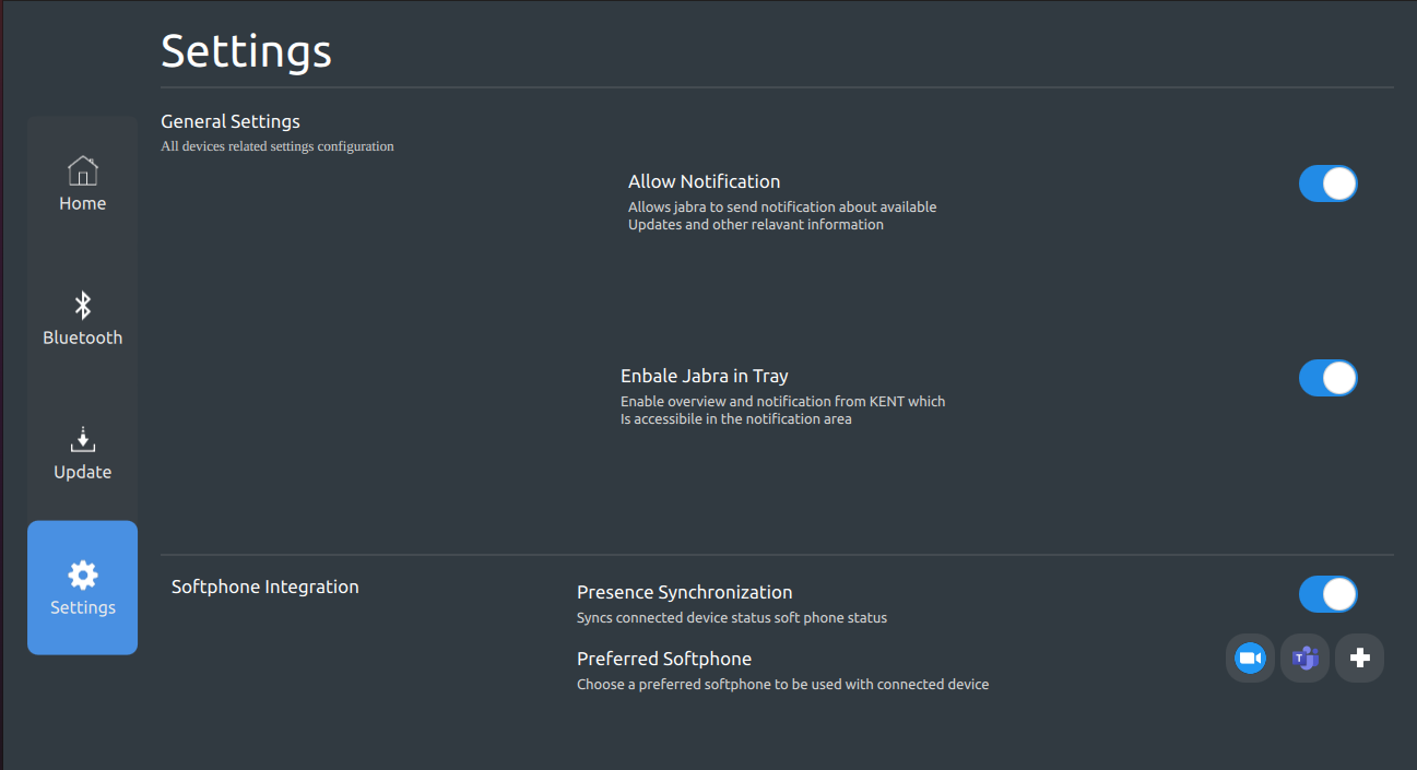 Jabra Device Manager UI